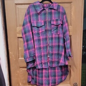 Amazon Women's Plaid Button Down Shirt with Zipper